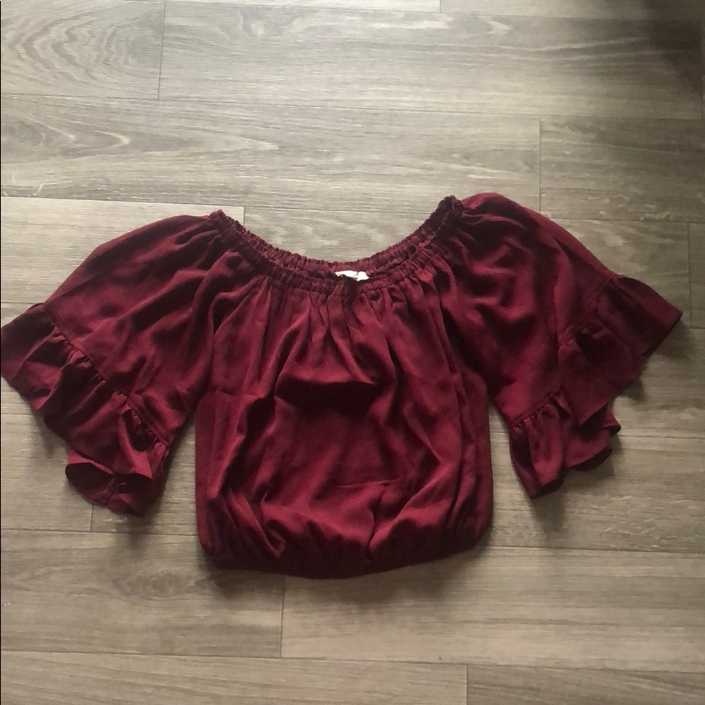 Women's Burgundy Off-Shoulder Top